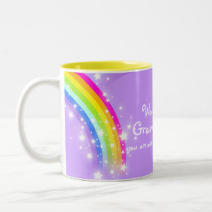Tasse bleue violette d'arc-en-ciel merveilleux de