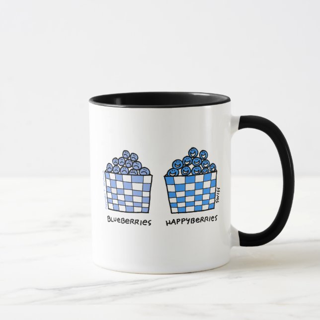Tasse Bleuets amusants Bleues heureux Bleues joyeux Cart (Droite)