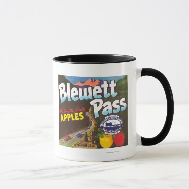 Tasse Blewett Pass Apple Étiquette - Cashmere, WA (Droite)