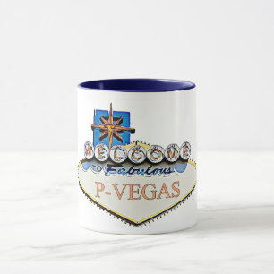 Tasse Blue Orange P-Vegas Platteville Wisconsin