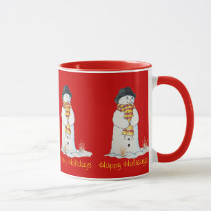 Tasse Bonhomme de neige de sourire mignon avec la note