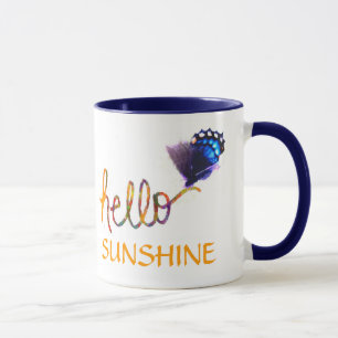 Tasse bonjour art et papillon des textes de soleil