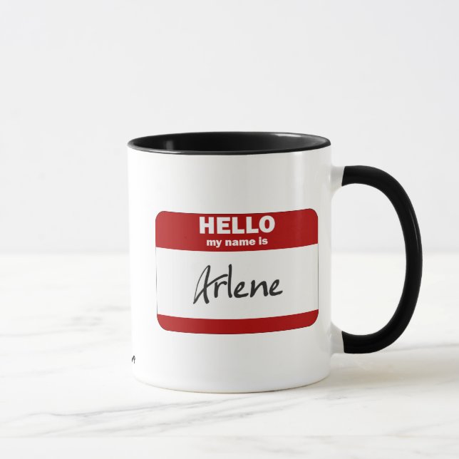 Tasse Bonjour mon nom est Arlene (rouge) (Droite)