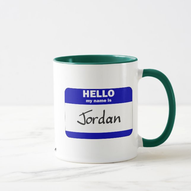 Tasse Bonjour mon nom est la Jordanie (bleue) (Droite)