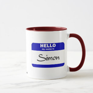 Tasse Bonjour mon nom est Simon (bleu)