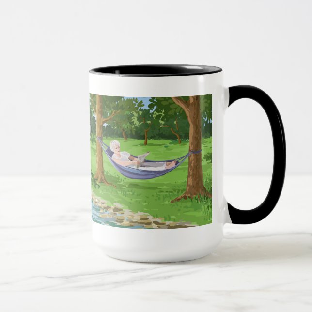 Tasse Bonne retraite personnalisée (Dame à Hammock) (Droite)