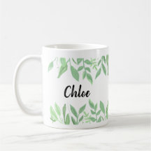 Tasse botanique mignonne de nom d'aquarelle