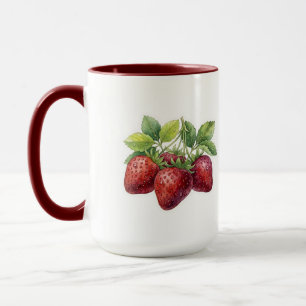 Tasse botanique vintage à l'aquarelle de fraise