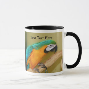 Tasse Boue d'animal de perroquet bleu or macaw
