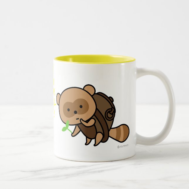 Tasse - bouilloire Tanuki avec le feuille (Droit)