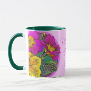 Tasse Bouteille cadeau d'art floral Primula