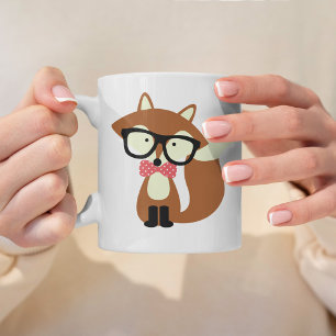 Tasse Bow Cravate et lunettes Hipster Renard Brown