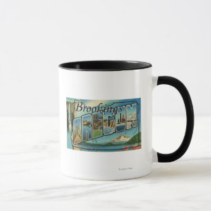 Tasse Brookings, Oregon - Scènes de grandes lettres