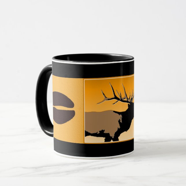 Tasse Brouillonnant Bull Elk au coucher du soleil Art or (Devant gauche)