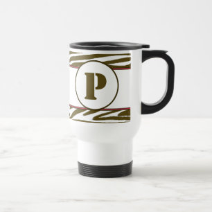 Tasse Brown de monogramme d'impression de zèbre