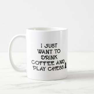 Tasse Cadeau Joueur d'Échecs Typographie en Distre