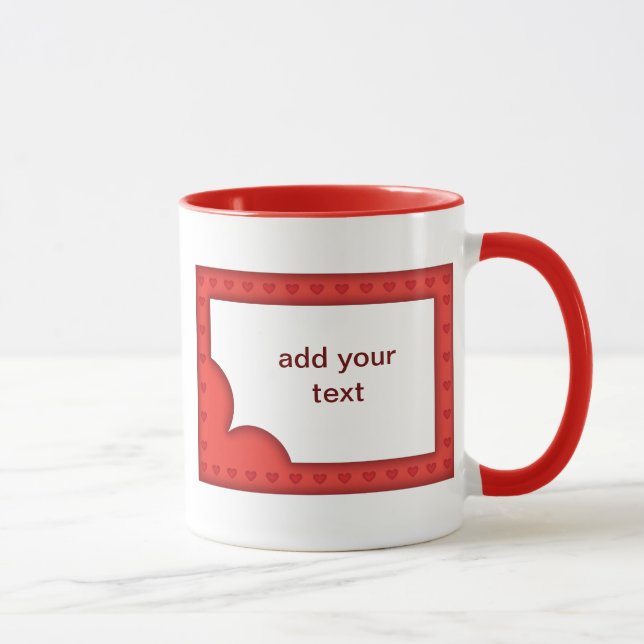 Tasse Cadre rouge romantique avec des coeurs (Droite)