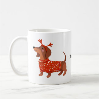 Tasse café amateur de chien saucisse teckel rouge