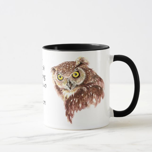 Tasse Café amusant, caféine, Hiboux de citation avec att (Droite)