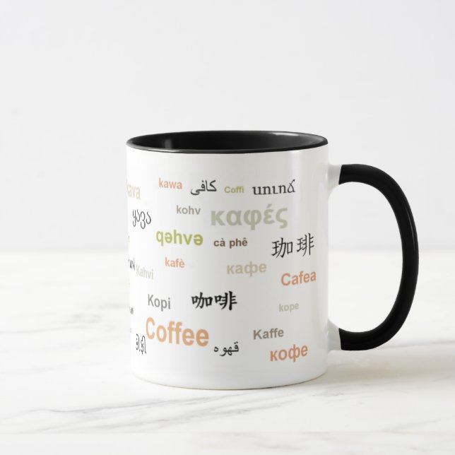 Tasse Café dans différentes langues (oranges) (Droite)