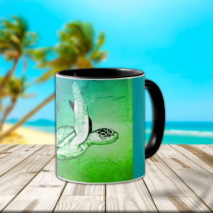 Tasse Café Deux Tons Tortue de Mer Originale Art