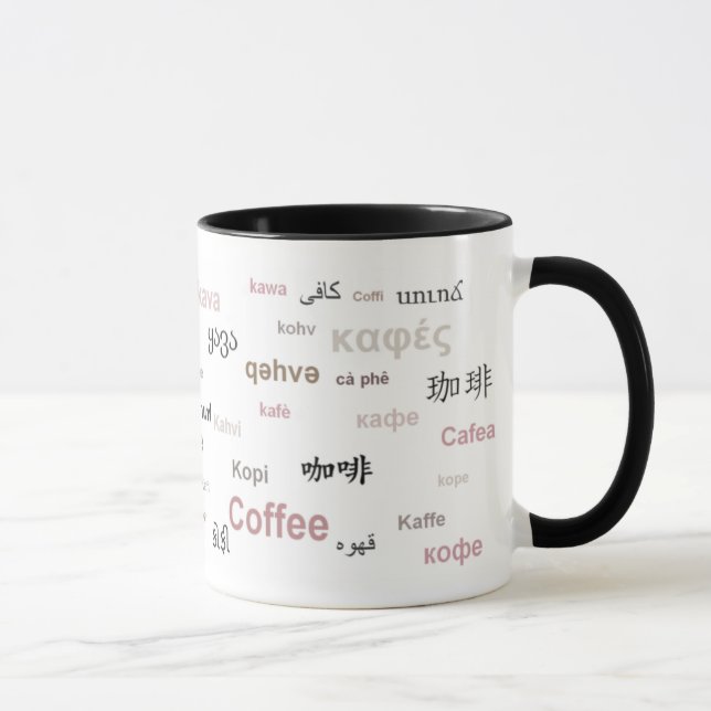 Tasse Café en différentes langues (marron) (Droite)
