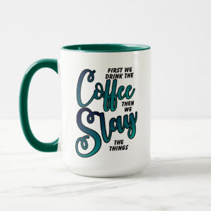 Tasse Café Et Couper Les Choses