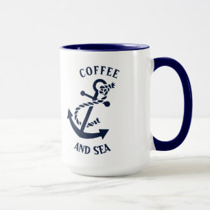 Tasse Café & Mer Bleu Marine Ancre de Bateau