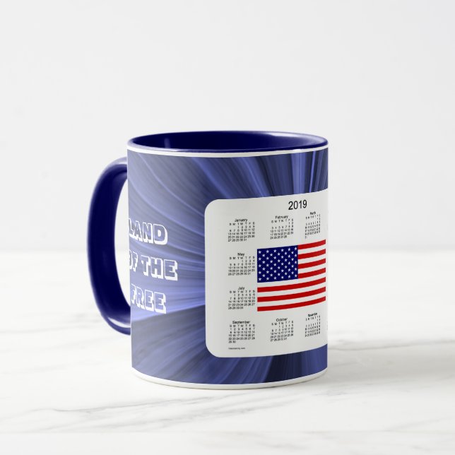 Tasse Calendrier de drapeau des 2019 Etats-Unis par la (Devant gauche)