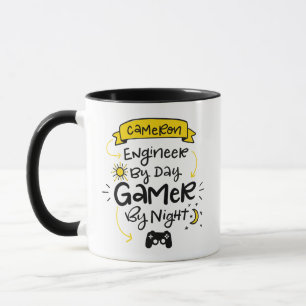 Tasse Cameron, ingénieur - Gamer, Lettres personnalisé