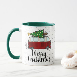Tasse Campeur de Joyeux Noël transportant l'arbre