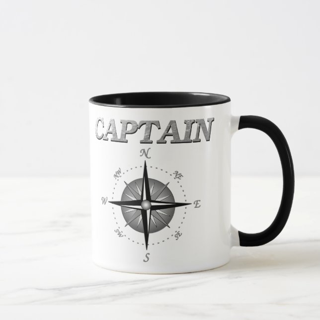 Tasse Capitaine gris avec le rose de boussole (Droite)