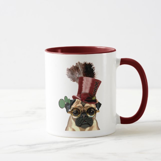 Tasse Carlin avec chapeau de dessus style Steampunk (Droite)