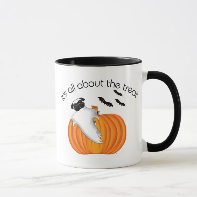 Tasse Carlin d'Halloween volant Fantôme drôle dire Citro (Droite)