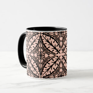 Tasse Carreaux marocains - rose pêche et noir