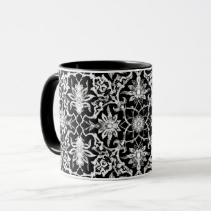 Tasse Carrelage chinois Art Nouveau - Blanc sur noir