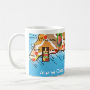Tasse Carte Colorée de la Côte d'Algarve Lagos, Po