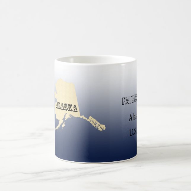Tasse - Carte de l'État de l'Alaska avec ville (Centre)