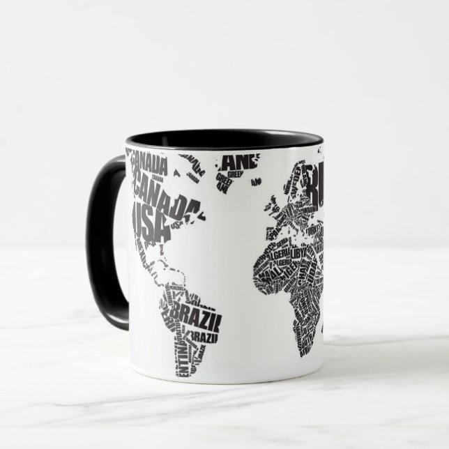 Tasse Carte du monde dans la typographie (Devant gauche)