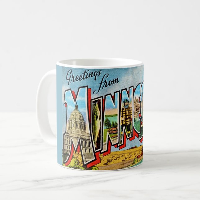 Tasse carte postale ancienne du Minnesota (Devant gauche)