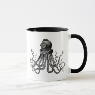 Tasse Casque de pieuvre et de plongée