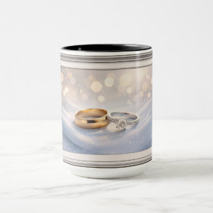 Tasse Céramique Cadeau Thème Amour Anneaux de Mari