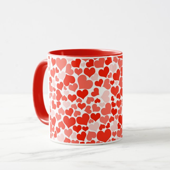 Tasse Céramique café Mug-Valentine Coeurs (Devant gauche)