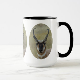 Tasse Cerf pronghorn A20 tête de face noire vue de face
