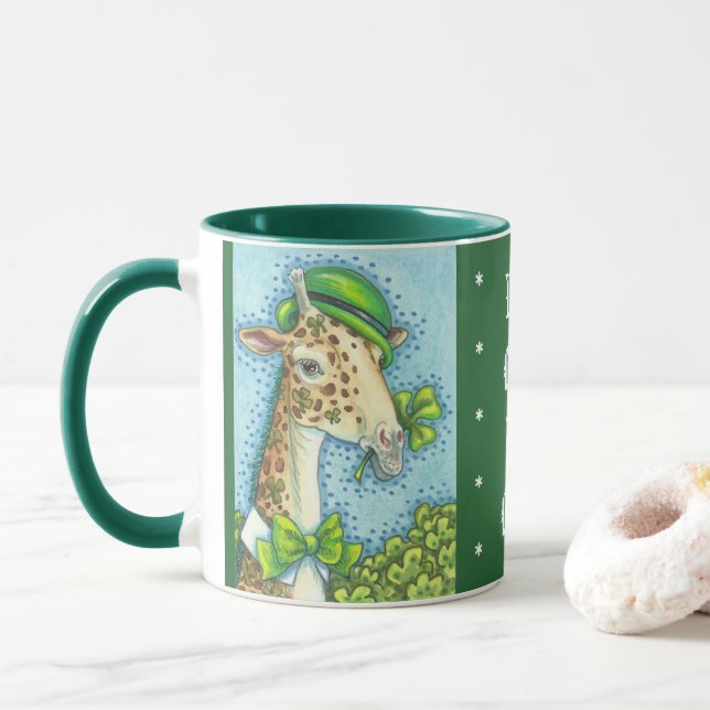 TASSE CHALEUREUX GIRAFFE IRLANDAIS, ST. PATRICK'S DAY MU (Avec donut)