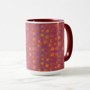 Tasse Champ de bonbons, motif floral abstrait, orange ro