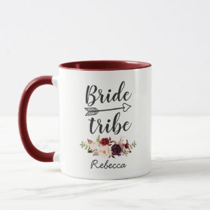 Tasse Championnat de bourgogne rouge Boho Floral Bridesm