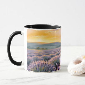 Tasse Champs de Lavande au Coucher de Soleil – Mug