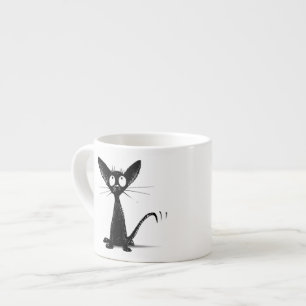Tasse chanceuse drôle de café express de chat noir