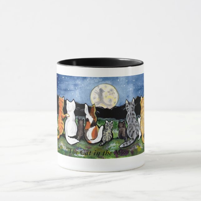Tasse "Chat amis de chat dans lune" dans la scène de (Centre)